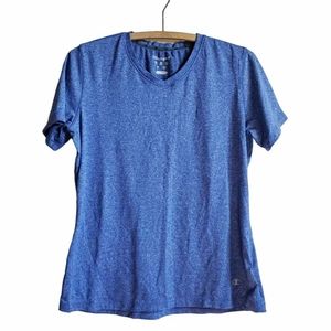 3/$30 Champion active wear v-neck t-shirt heathered blue women's size M stretchy